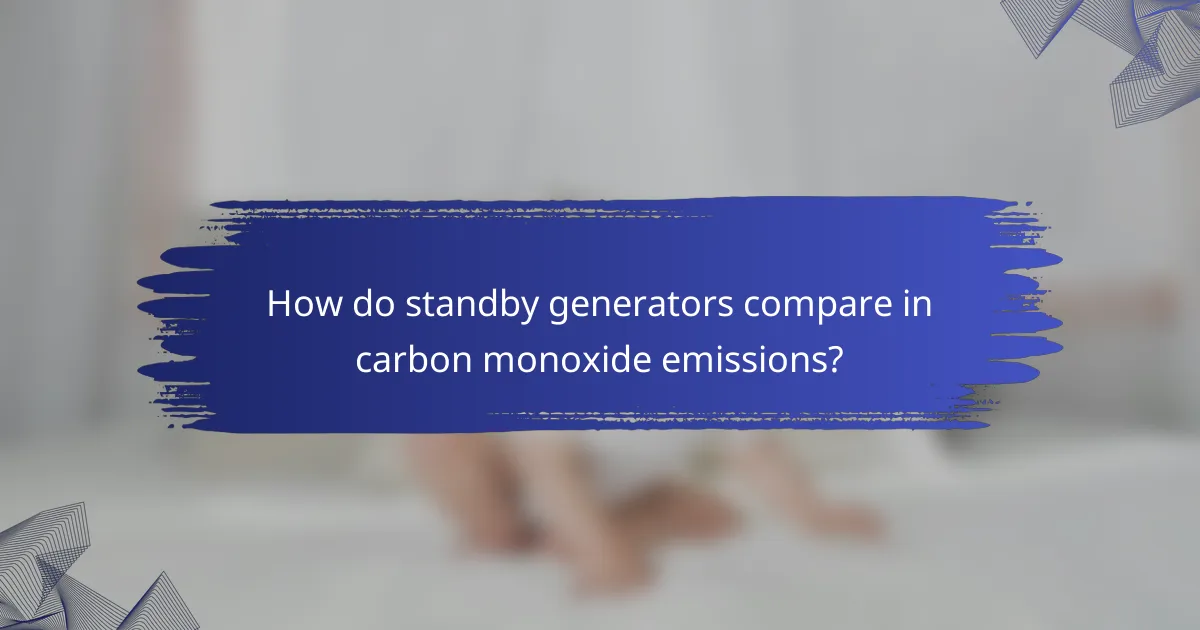 How do standby generators compare in carbon monoxide emissions?