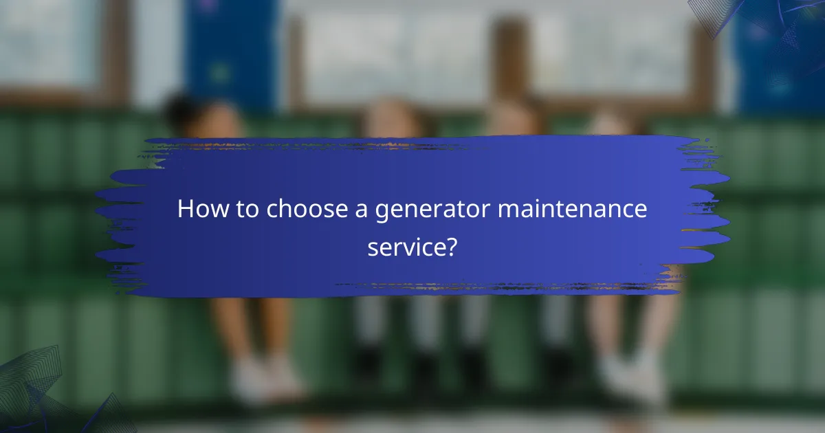 How to choose a generator maintenance service?