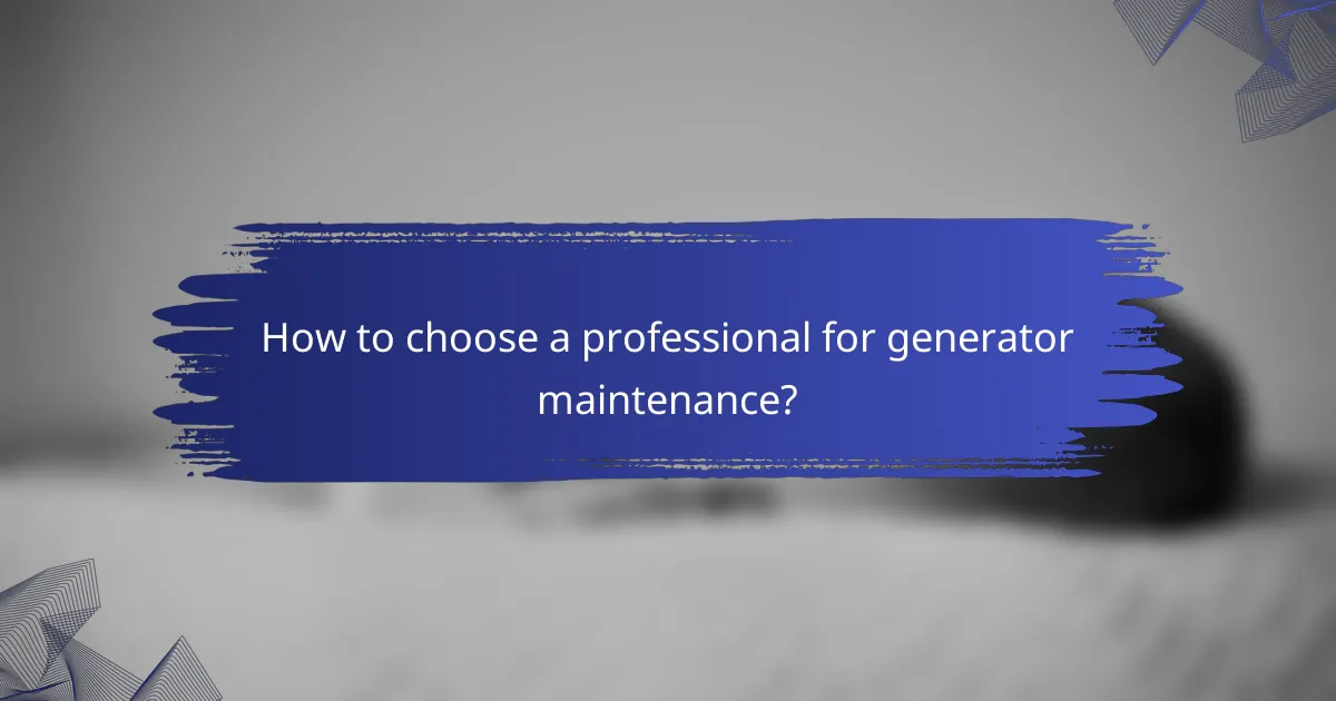 How to choose a professional for generator maintenance?