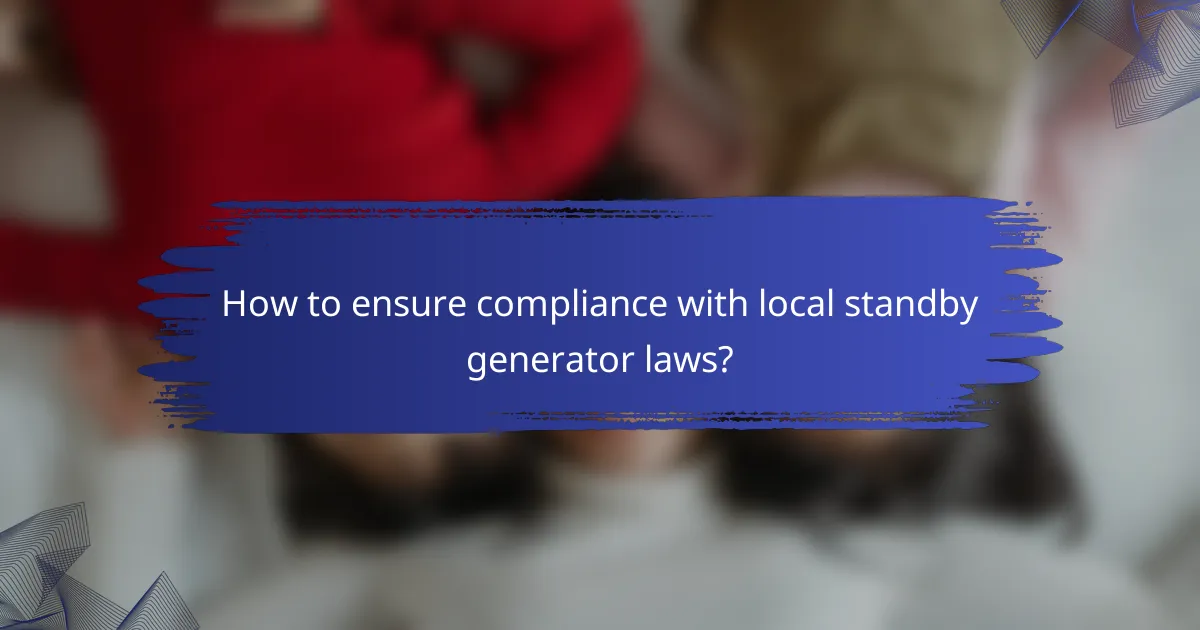 How to ensure compliance with local standby generator laws?