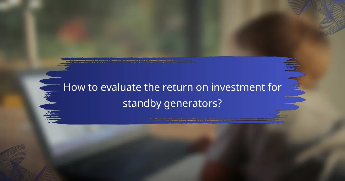 How to evaluate the return on investment for standby generators?
