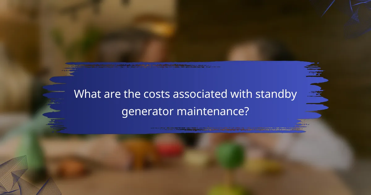 What are the costs associated with standby generator maintenance?