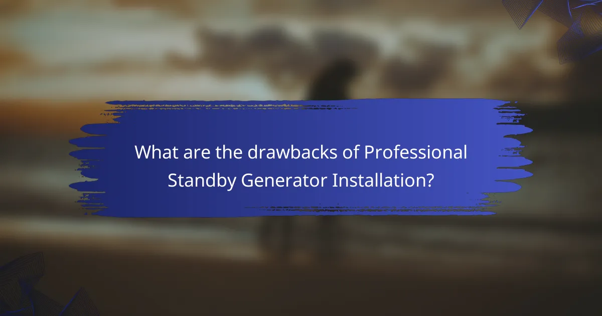 What are the drawbacks of Professional Standby Generator Installation?