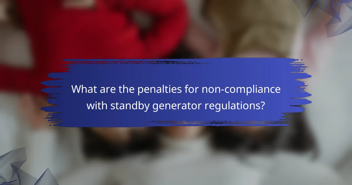 What are the penalties for non-compliance with standby generator regulations?