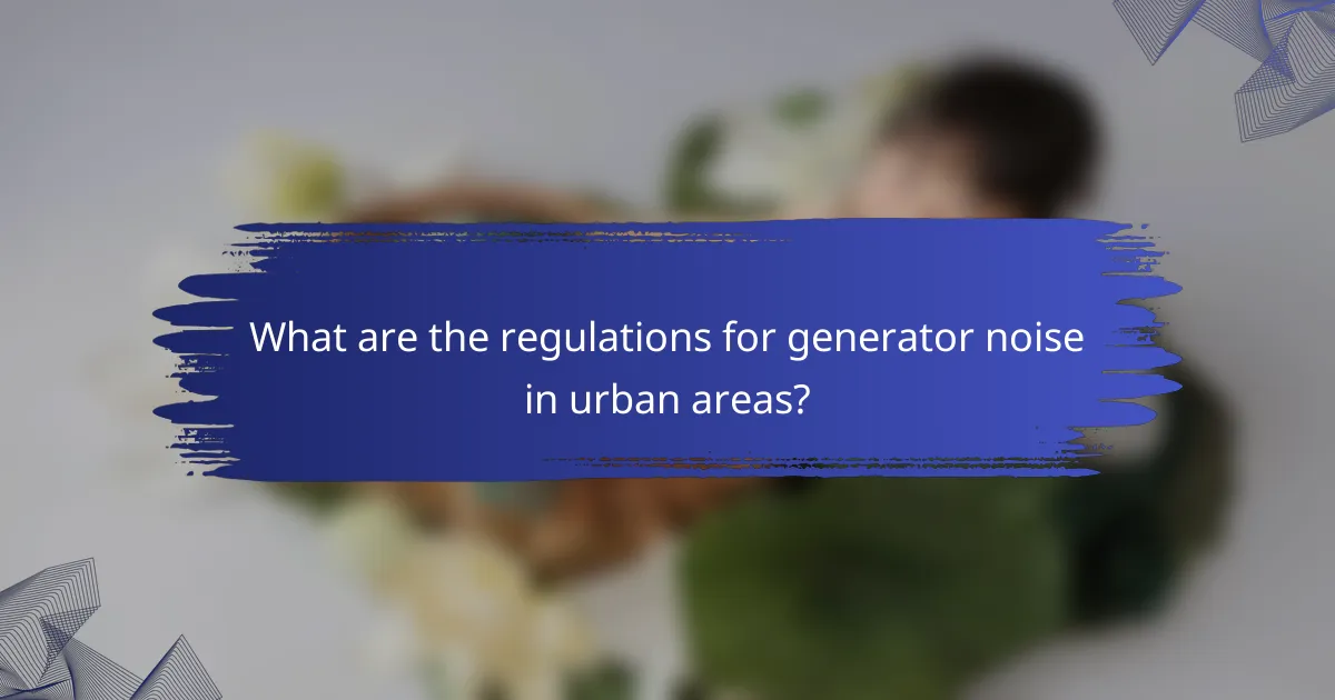 What are the regulations for generator noise in urban areas?