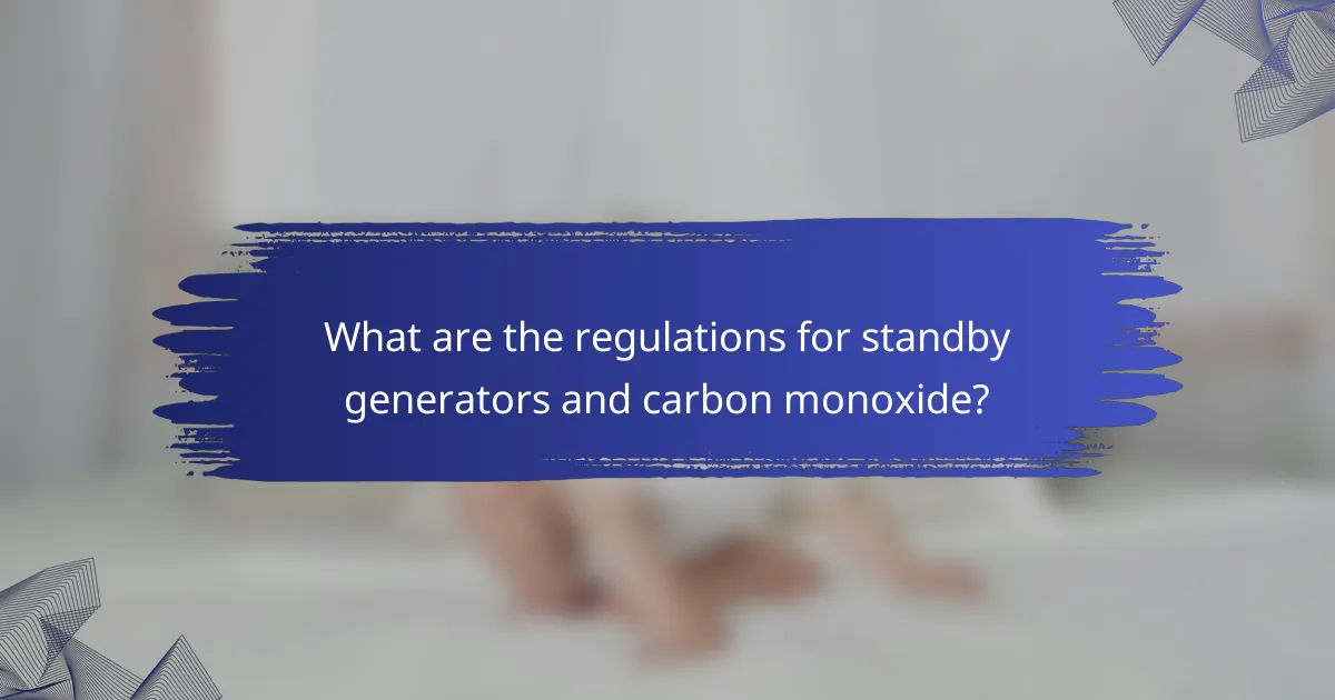What are the regulations for standby generators and carbon monoxide?