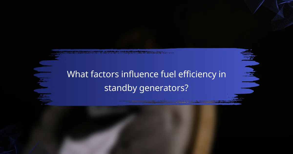 What factors influence fuel efficiency in standby generators?